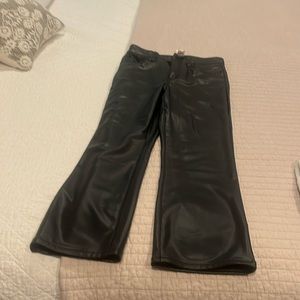 Banana Republic Black Faux Leather Ankle Cropped Bootcut Pants Moto Chic 26/2